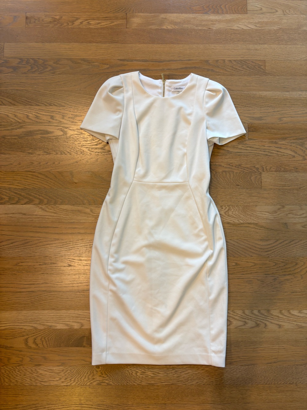 Calvin Klein White Short-Sleeve Midi Sheath Dress